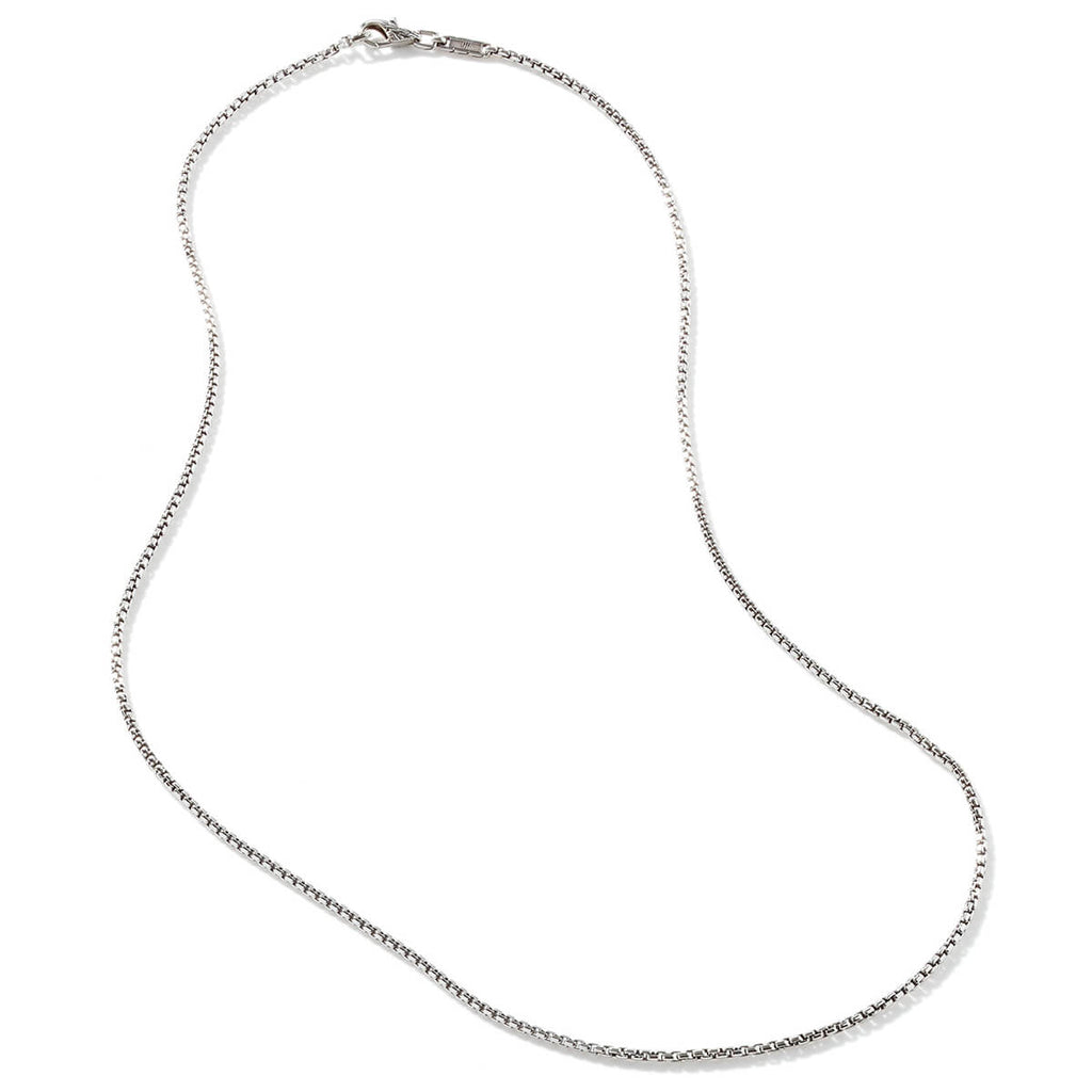 John Hardy Mens Classic 2mm Box Link Chain Necklace in Sterling Silver