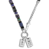 John Hardy Mens Double Dog Tag Silver and Multi-Bead Necklace Back View