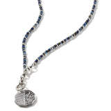John Hardy Mens Dual Design Amulet Medallion Bead Necklace with Classic and Volcanic Reticulated Pendant