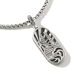 John Hardy Mens Blue Striped Inlay Classic Dog Tag Necklace in Sterling Silver - Back Side