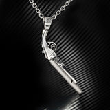 Ecks DOUBLE-BARRELED SHOTGUN WHISTLE Sterling Silver Mens Necklace - Hanging View