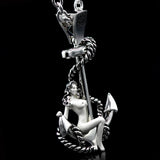 THE NYMPH Vintage Ship Anchor Tattoo Mens Pendant Necklace by Ecks - Side View