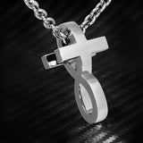 Ecks 2-in-1 INFINITY SYMBOL MODERN CROSS Sterling Silver Mens Necklace