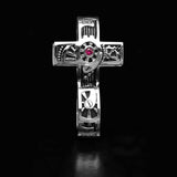 Ecks 2-in-1 INFINITY SYMBOL CLOCKWORKS CROSS Silver Mens Necklace - Front View