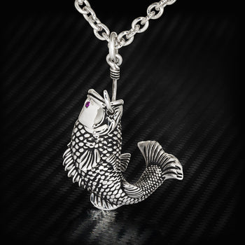 Ecks HOOKED 3D KOI FISH Sterling Silver Mens Necklace