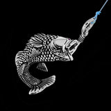 Ecks HOOKED 3D KOI FISH Sterling Silver Mens Necklace - Side View