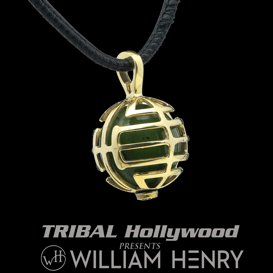 William Henry THE DREAMER NECKLACE 18k Gold and Green Jade Mens Amulet