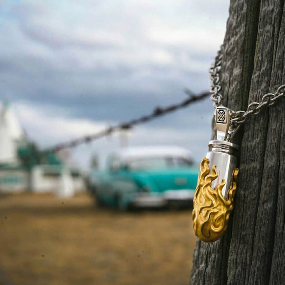 The Iced Lock Pendant - 14K Gold Over Silver