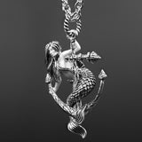 TREASURE OF THE SEAS Anchor and Mermaid Silver Mens Pendant Chain by Ecks - Side View