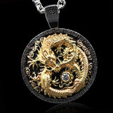 LEGENDARY DRAGON 14k Gold and Sterling Silver Pendant Necklace for Men by Ecks