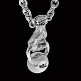 Ecks HAND-HELD SWINGING KETTLEBELL Sterling Silver Mens Necklace - Back View