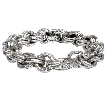 PICTISH BRACELET Double Oval Ring Silver Mens Bracelet by Keith Jack