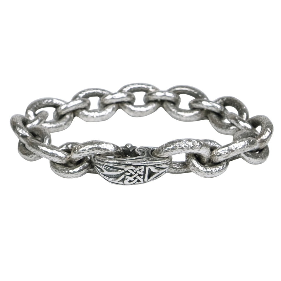 HAMMERED OVAL LINK Mens Bracelet in Sterling Silver by Keith Jack