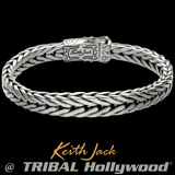 TAPERED DRAGON WEAVE Celtic Knots Silver Mens Bracelet by Keith Jack