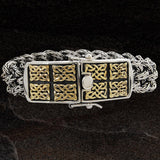 GOLD CELTIC KNOT PANELS Woven Silver Mens Bracelet by Keith Jack