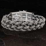 GOLD CELTIC KNOT PANELS Woven Silver Mens Bracelet by Keith Jack