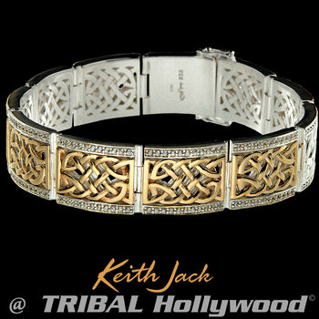 GOLD BRAVEHEART BRACELET Keith Jack Celtic Weave Mens Link Bracelet