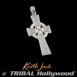 CELTIC STAR CROSS Sterling Silver Mens Chain Pendant by Keith Jack