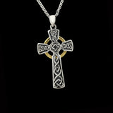 GOLDEN HALO Sterling Silver Mens Celtic Cross Pendant by Keith Jack