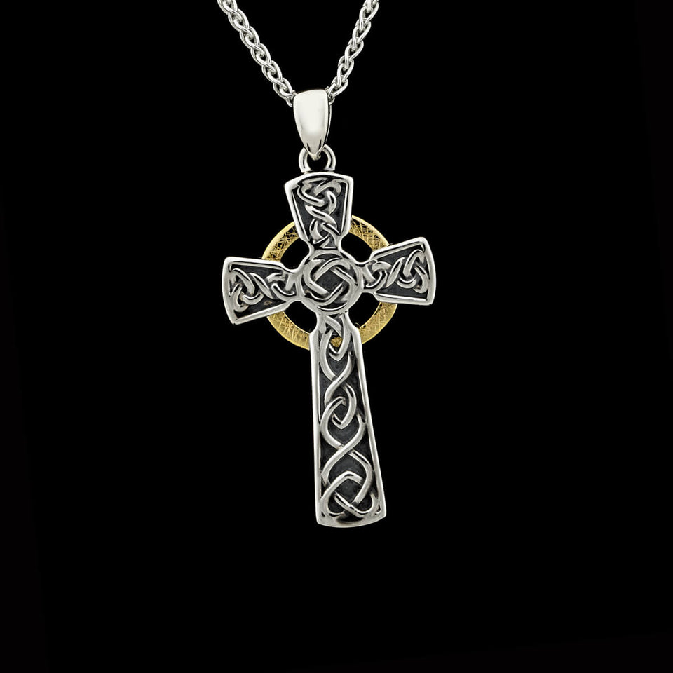 Celtic Pendant - Men's Sterling Silver Heavy Celtic Cross Pendant with Chain  at IrishShop.com | SOLS4091