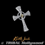 Irish CELTIC KNOT CROSS Sterling Silver Mens Pendant by Keith Jack