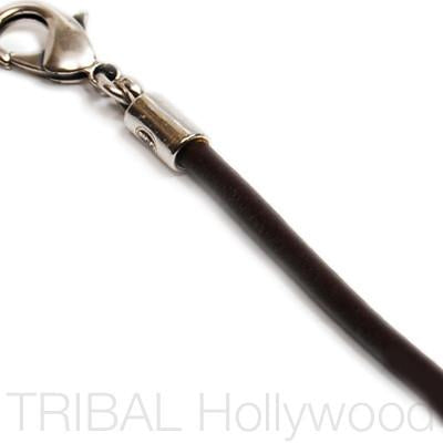 BLACK LEATHER NECKLACE Plain Thick Width Tribal Hollywood