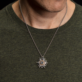 COSMIC MEDALLION Sterling Silver Starburst Chain Pendant by Keith Jack