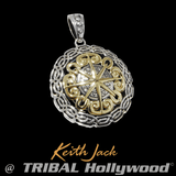 CELTIC COMPASS Silver and Gold Chain Pendant for Men by Keith Jack