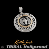 SPIDER AXE MEDALLION Chain Pendant in Silver and Gold by Keith Jack