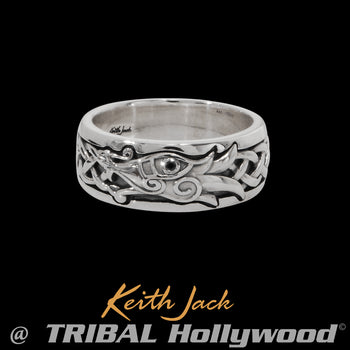 SILVER ETERNAL DRAGON Celtic Knot Mens Ring Band by Keith Jack