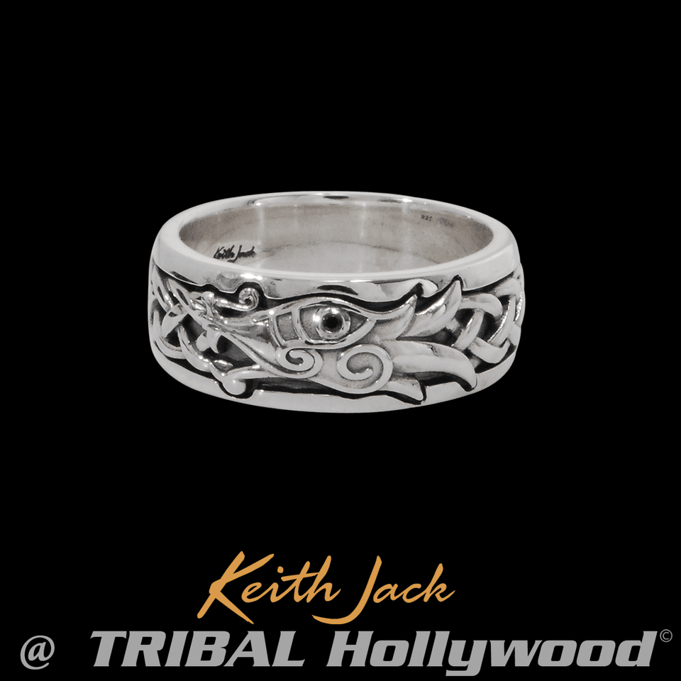 SILVER ETERNAL DRAGON Celtic Knot Mens Ring Band by Keith Jack
