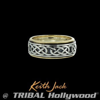 MOIDART CELTIC ETERNITY RING Silver and 10k Gold Keith Jack Mens Ring