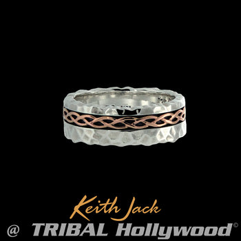 HAMMERED CELTIC RING Silver and 10k Gold Keith Jack Eternity Mens Ring