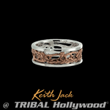 TREE OF LIFE BAND Ring for Men in Rose Gold and Silver by Keith Jack