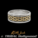 CELTIC GOLD KNOT Mens Ring by Keith Jack in Silver and Gold