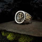 GOLD LION RAMPANT Sterling Silver and Gold Mens Ring by Keith Jack
