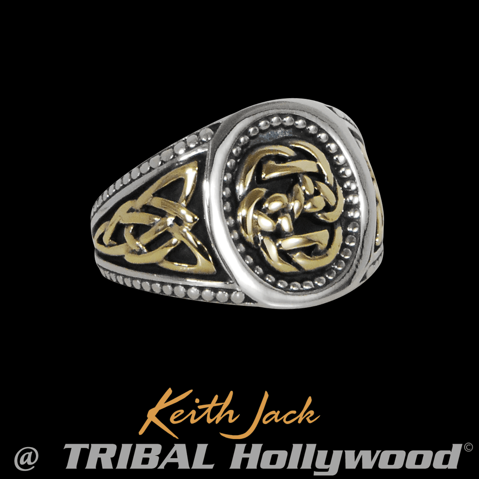 PATH OF LIFE RING Celtic Knot Mens Ring in Silver and Gold by Keith Jack