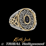 IOLITE RING Gold and Silver Celtic Knot Mens Ring by Keith Jack