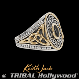 IOLITE RING Gold and Silver Celtic Knot Mens Ring by Keith Jack