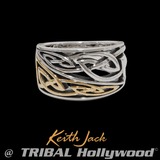 DUAL KNOT RING Gold and Silver Celtic Knot Mens Ring by Keith Jack