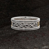 GOLD RUNES MENS RING in Sterling Silver and Gold by Keith Jack