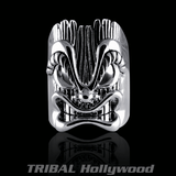 Ecks TIKI RING Sterling Silver Tribal Mens Ring