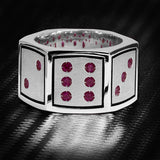 Ecks LUCKY 7 VEGAS DICE Hexagonal Sterling Silver Mens Ring