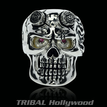 IMMORTAL Demon Skull Sterling Silver Ring for Men from Ecks
