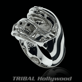 CHAMPION Football Helmet Skull Ring for Men in Silver from Ecks