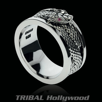 SNAKE CHARMER Sterling Silver Mens Ring Band from Ecks