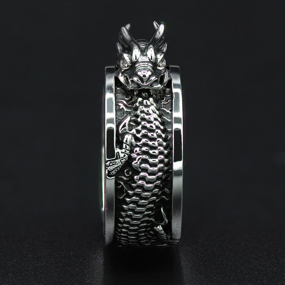 U7 Stainless Steel Dragon Ring for Men Statement Powerful Symbol 3D Vivid  Animal Head Size 7-14 Punk Thumb Finger Jewelry - AliExpress