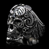 POKER KING Demon Skull Ring for Men in Sterling Silver by Ecks