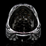 POKER KING Demon Skull Ring for Men in Sterling Silver by Ecks - Back View