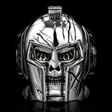 SPARTAN WARRIOR Skull Ring for Men in Sterling Silver by Ecks - Front View
